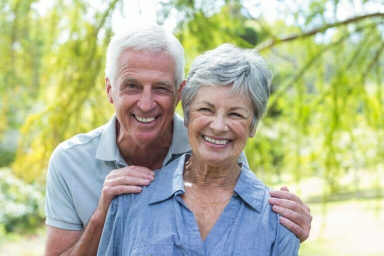 Happy old couple smiling